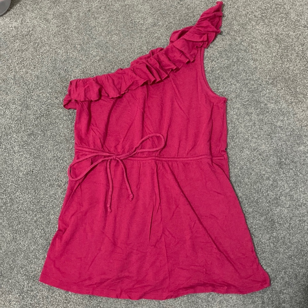 Ruffle, one shoulder pink top, size M